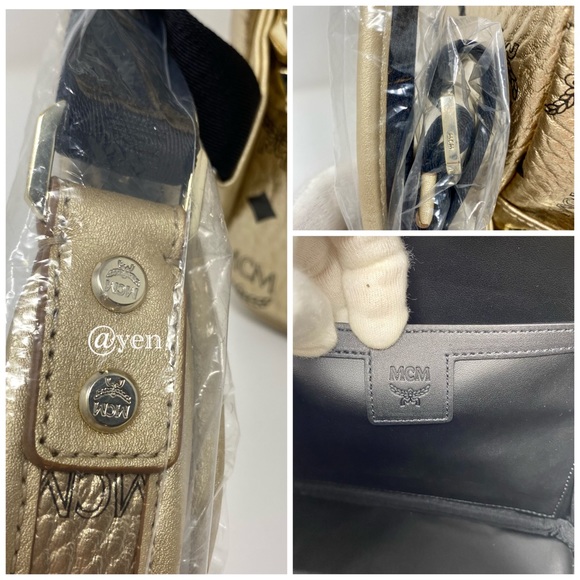 MCM limited Berlin gold studded backpack size 10.5”
